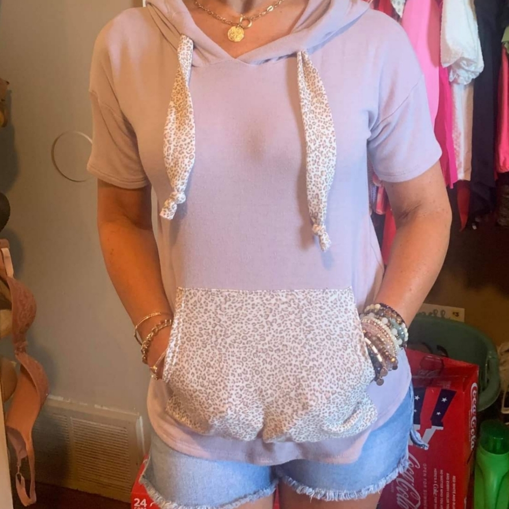 Women's boutique short sleeve hoodie